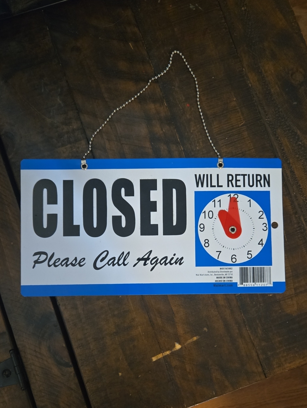 Open/Closed Sign with Red Clock Indicator